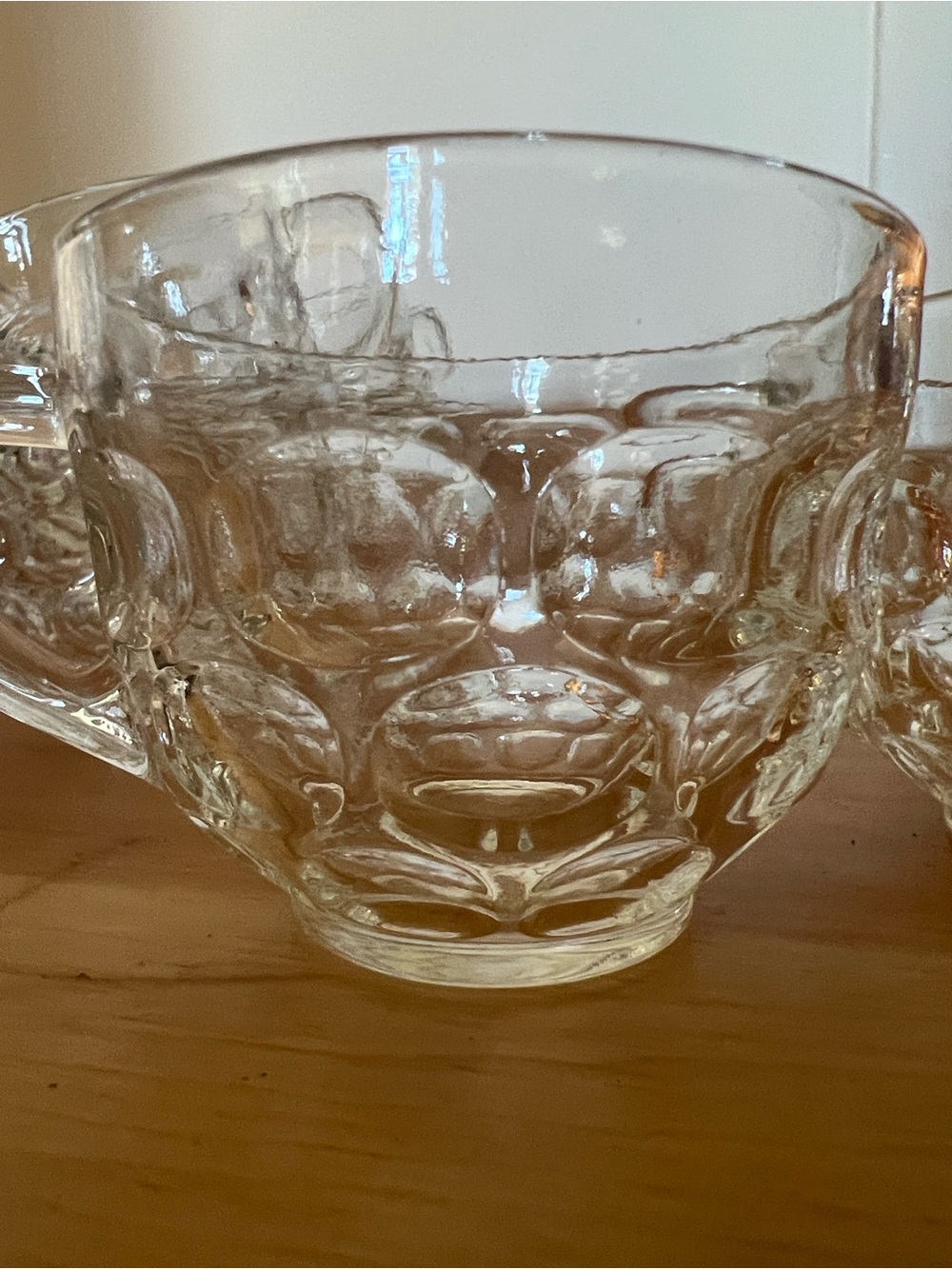 Vintage Federal Glass Yorktown Thumbprint Clear Glass Punch/Tea cups, set of 4
